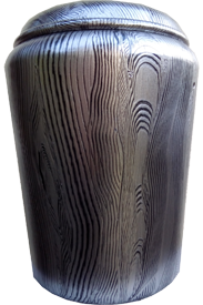 WoodLook.shop Überurne mit fÜhlbarer silber auf  schwarzer Holzstruktur
